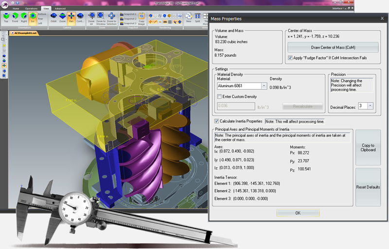 CAD Analyse zum Analysieren der Maße und Messen von Volumen eines Modells