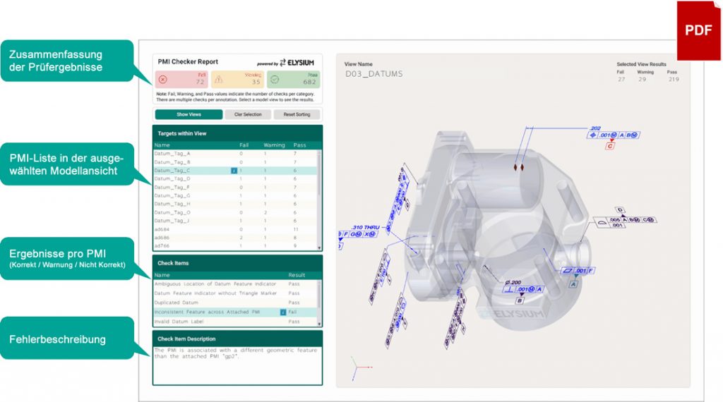 3D-SUITE EX11 Automatisierte PMI Prüfung Berichte Prüfberichte Fertigungsinformationen