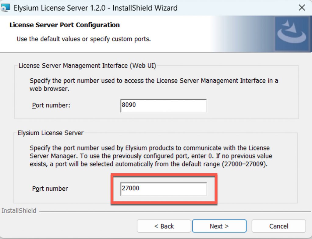 Lizenzserver - Port number