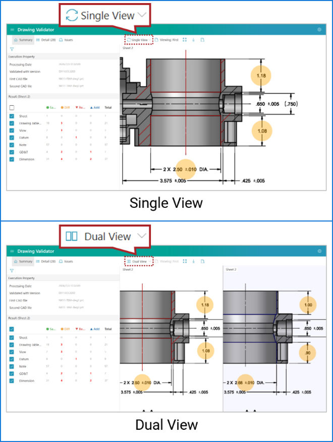 3D-SUITE EX11.0.5: Optimierter Drawing Validator für den direkten Vergleich von 3D-Modellen